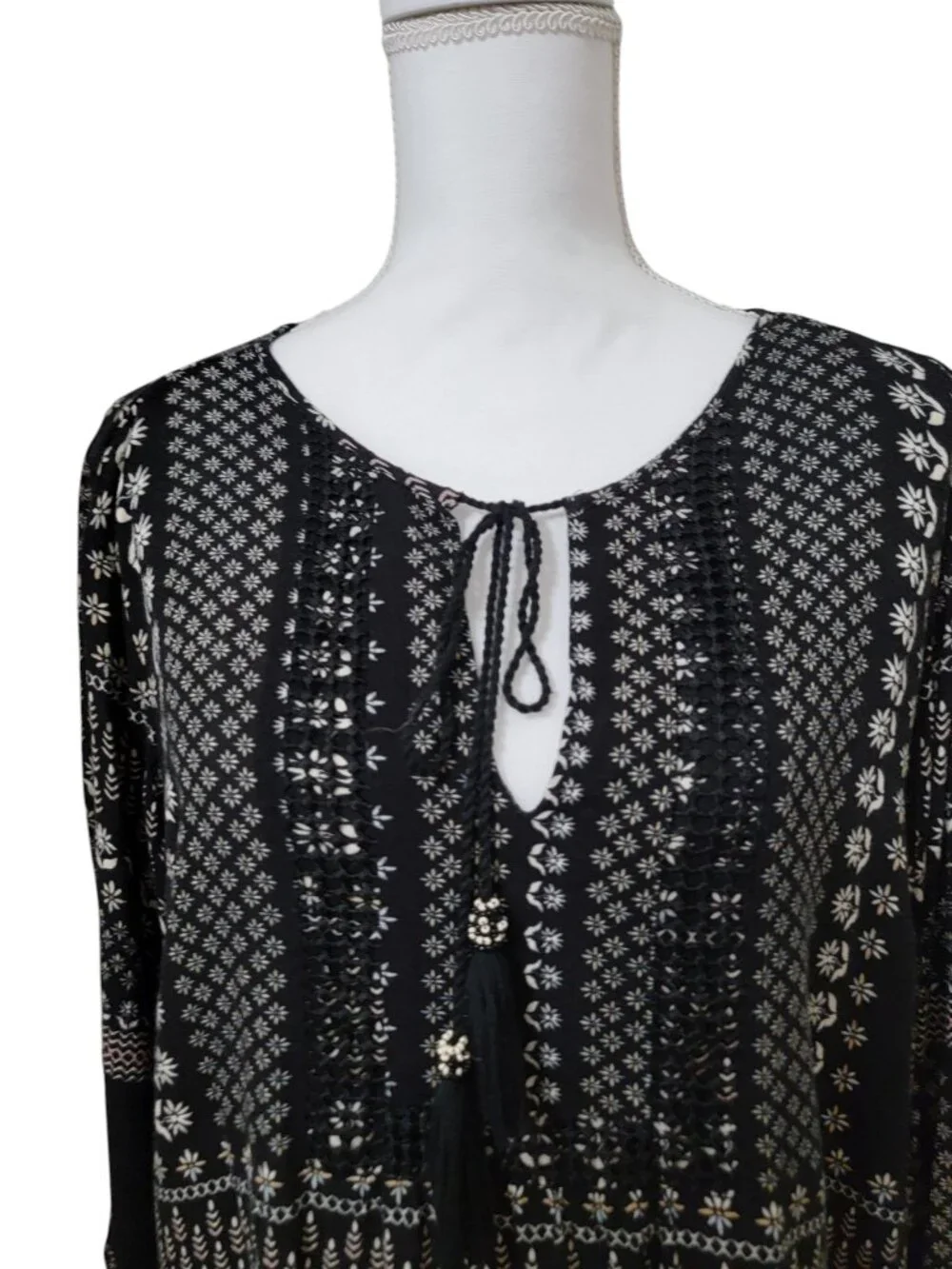 Zac & Rachel Size XL Black & White Bohemian Style / Peasant Blouse - Picture 4 of 16